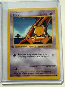 Pokemon Cards Abra 43/102 1st Edition Base Set Shadowless Common - Image 1