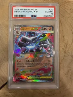 Pokemon TCG Mega Charizard X ex 013/094 Me02 Phantasmal Flames Holo PSA 10 - Image 1