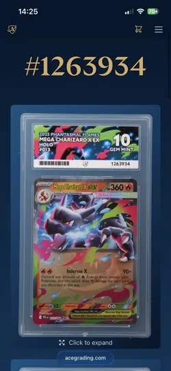 Pokemon TCG Mega Charizard X EX 013/094 Me02 Phantasmal Flames Holo 360HP - Image 1