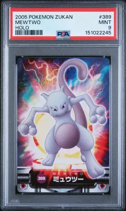 2005 CARDDASS POKEMON ADVANCED GENERATION ZUKAN CARD HOLO #389 MEWTWO PSA 9 - Image 1