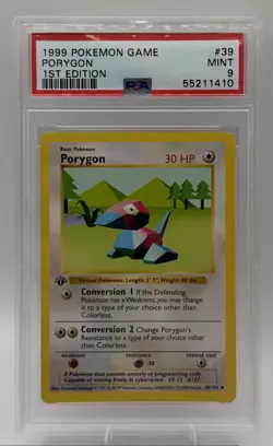 1999 Pokemon Game 1st Edition #39 Porygon PSA 9 MINT - Image 1