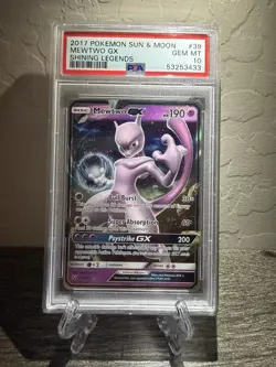 2017 POKEMON SUN & MOON SHINING LEGENDS #39 MEWTWO GX PSA 10 - Image 1