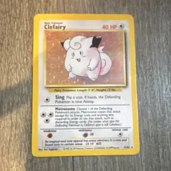 Pokemon TCG Clefairy 5/102 Base Set Holo Rare English 1999 40 HP Unlimited - Image 1