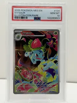 Pokemon TCG ME01 Mega Evolution Ivysaur 134/132 Illustration Rare Holo PSA 10 - Image 1