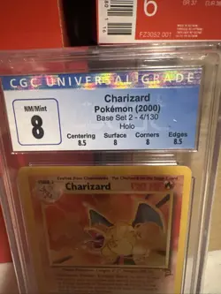 CGC 8 Charizard Base Set 2 Holo 4/130 2000 Pokemon TCG English - Image 2