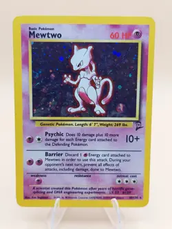 Mewtwo Base Set 2 Holo Rare No. 10/130 Pokemon Card - 2000 SWIRL - Image 1