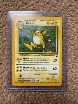 Pokemon Raichu Base Set 2 16/130 Holo Rare WOTC 2000 MP Raw TCG Card - Image 1