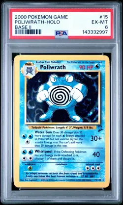 2000 Pokemon Poliwrath Base Set 2 Holo Rare 15/130 English PSA 6 - Image 1