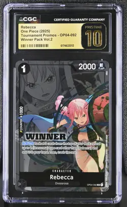 2025 ONE PIECE TOURNAMENT PROMOS WINNER PACK VOL. 2 REBECCA CGC 10 PRISTINE - Image 1
