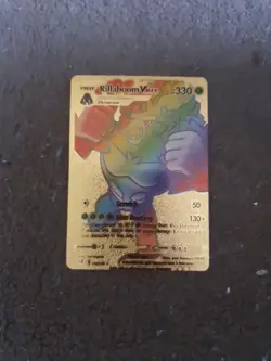 ❄Pokemon Rainbow Rillaboom Vmax Gold Foil Fan Art Card Custom - Image 1