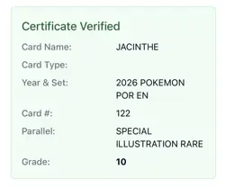 Jacinthe #122/088 Special Illustration Rare 2026 Pokemon Perfect Order NEW SLAB - Image 3
