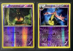 Reverse Holo Card Lot - Pumpkaboo 56/146 + Gourgeist 57/146 - Pokemon XY Base NM - Image 1