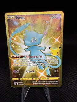 Pokemon TCG Mew 025/025 Gold Celebrations 25th Anniversary Card LP-Condition - Image 1