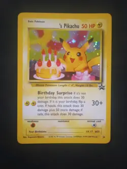 Birthday Pikachu #24 Black Star Promo Holo Rare Vintage Pokemon Card - Image 1