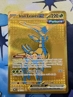 Pokemon TCG Prismatic Evolutions-Iron Leaves EX Hyper Rare Gold Card 176/131 - Image 1