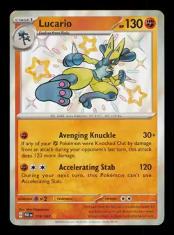 Pokemon Card Lucario 174/091 Paldean Fates PAF Holo Shiny Rare Holo NM 2024 - Image 1