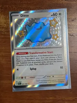 Pokemon TCG Ditto 201/091 Paldean Fates Shiny Ultra Rare Holo Card NM Condition - Image 1