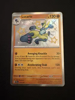Pokemon TCG 2024 Paldean Fates Lucario Card 174/091 Shiny Holo Near Mint - Image 1