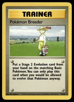 Pokemon Breeder 76/102 Rare Base Set Unlimited Pokemon Lightly Played - Image 1