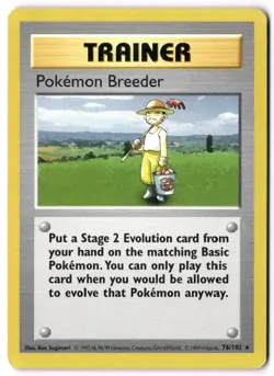 Pokemon Card - Pokemon Breeder 76/102 Non Holo Rare - Base Set Shadowless - MP - Image 1