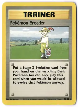 Pokemon Card - Pokemon Breeder 76/102 Non Holo Rare - Base Set Unlimited - LP - Image 1