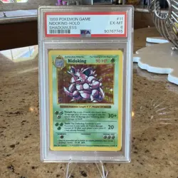 1999 Pokemon Base Set Shadowless #11/102 Nidoking Holo Rare PSA 6 - Image 1