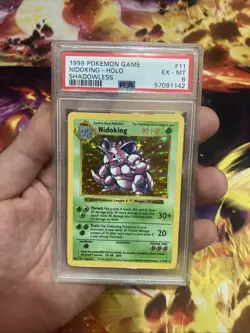 Nidoking 11/102 1999 SHADOWLESS Base Set PSA 6 - EX-MT Holo Rare Pokemon Card - Image 1