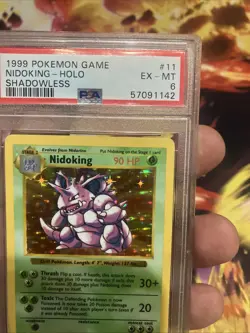 Nidoking 11/102 1999 SHADOWLESS Base Set PSA 6 - EX-MT Holo Rare Pokemon Card - Image 3