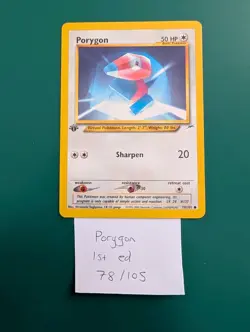 Pokemon Neo Destiny 1st Edition Common Card Porygon 78/105 LP - Image 2