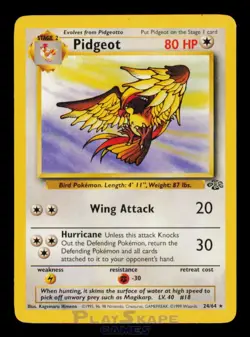 Pokemon Card Pidgeot 24/64 Jungle Unlimited Rare Vintage WOTC LP 1999 - Image 1