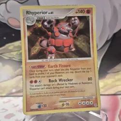 Rhyperior Holo 12/130 Diamond & Pearl Base Set Pokemon Card Swirl - HP - Image 1