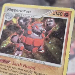 Rhyperior Holo 12/130 Diamond & Pearl Base Set Pokemon Card Swirl - HP - Image 4