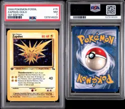 1999 Pokemon Fossil Set Zapdos Holo 1st Edition 15/62 PSA 7 - Image 3
