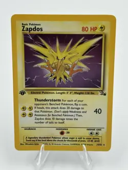 Zapdos 1st Edition Fossil 15/62 Holo Rare Pokemon Card WOTC 1999 LP - Image 2