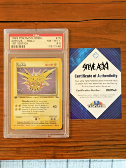 Zapdos 15/62 Fossil 1st Edition Holo PSA 8.5 1999 Pokemon WOTC Steve Aoki - Image 3