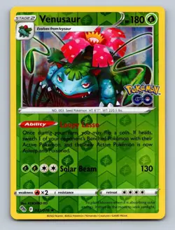 Venusaur 003/078 Reverse Holo Rare Pokemon GO Pokemon TCG Card NM - Image 1