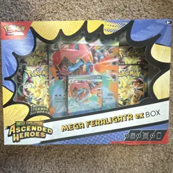Pokemon TCG Mega Feraligatr ex Box 40 Cards Promo Booster Ascended Heroes - Image 1