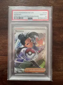 Pokemon TCG Nemona Trainer Holo Card 238/091 Paldean Fates SV PSA 10 Gem Mint - Image 1