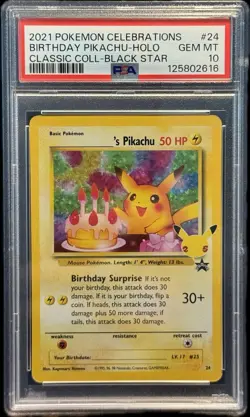Pokemon TCG 2021 Birthday Pikachu Celebrations Classic Collection PSA 10 GEM MT - Image 1