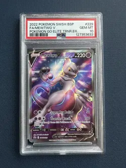 Pokemon 2022 Mewtwo V SWSH229 Full Art Pokemon GO Promo GEM MINT PSA 10 - Image 1