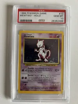 1999 Pokemon Base Set Unlimited Mewtwo Holo #10 PSA 10 GEM MINT - Holo Rare - Image 1