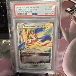 2023 Pokemon Crown Zenith # 099 Zamazenta VSTAR PSA 10 Card GEM MINT - Image 1