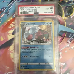 Pokemon TCG Dracovish Holo Darkness Ablaze Card 053/189 PSA 10 Gem Mint Card UK - Image 1