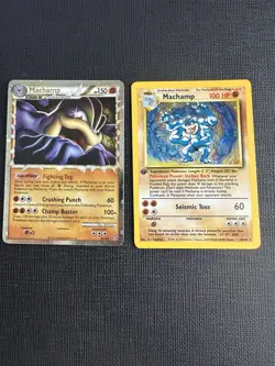 Pokemon TCG Machamp Holo 8/102 & Machamp (Prime) 95/102 2-Card Lot English - Image 1