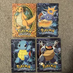 4 Card Lot 1999 Topps Pokemon Movie TCG Vintage Dragonite Wartortle Die-Cut - Image 1