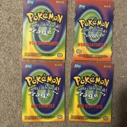 4 Card Lot 1999 Topps Pokemon Movie TCG Vintage Dragonite Wartortle Die-Cut - Image 2