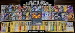 100 Pokemon Card Lot | 50 Holo/Reverse Holo + 50 Regular + Guaranteed ex | - Image 2