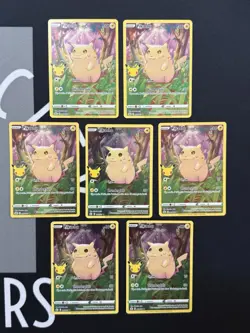 7x Pokemon Celebrations Pikachu Full Art Holo Card 005/025 Lot Of 7 - Image 1