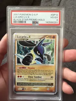 2007 Pokemon Diamond & Pearl Lucario LV. X #DP12 Holo Black Star Promo PSA 4 - Image 1