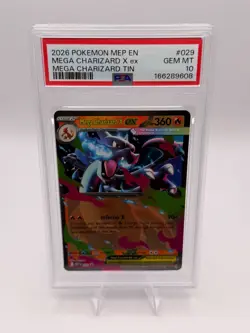 2026 POKEMON MEP EN-ME BLACK STAR PROMO #029 MEGA CHARIZARD X EX PSA 10 - Image 1